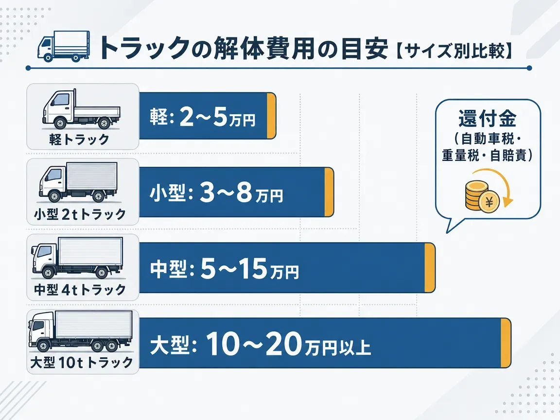 輸出待ちの中古トラックが港のコンテナヤードに並ぶ情景。日本の中古トラックが海外で高く評価される輸出需要を表現。