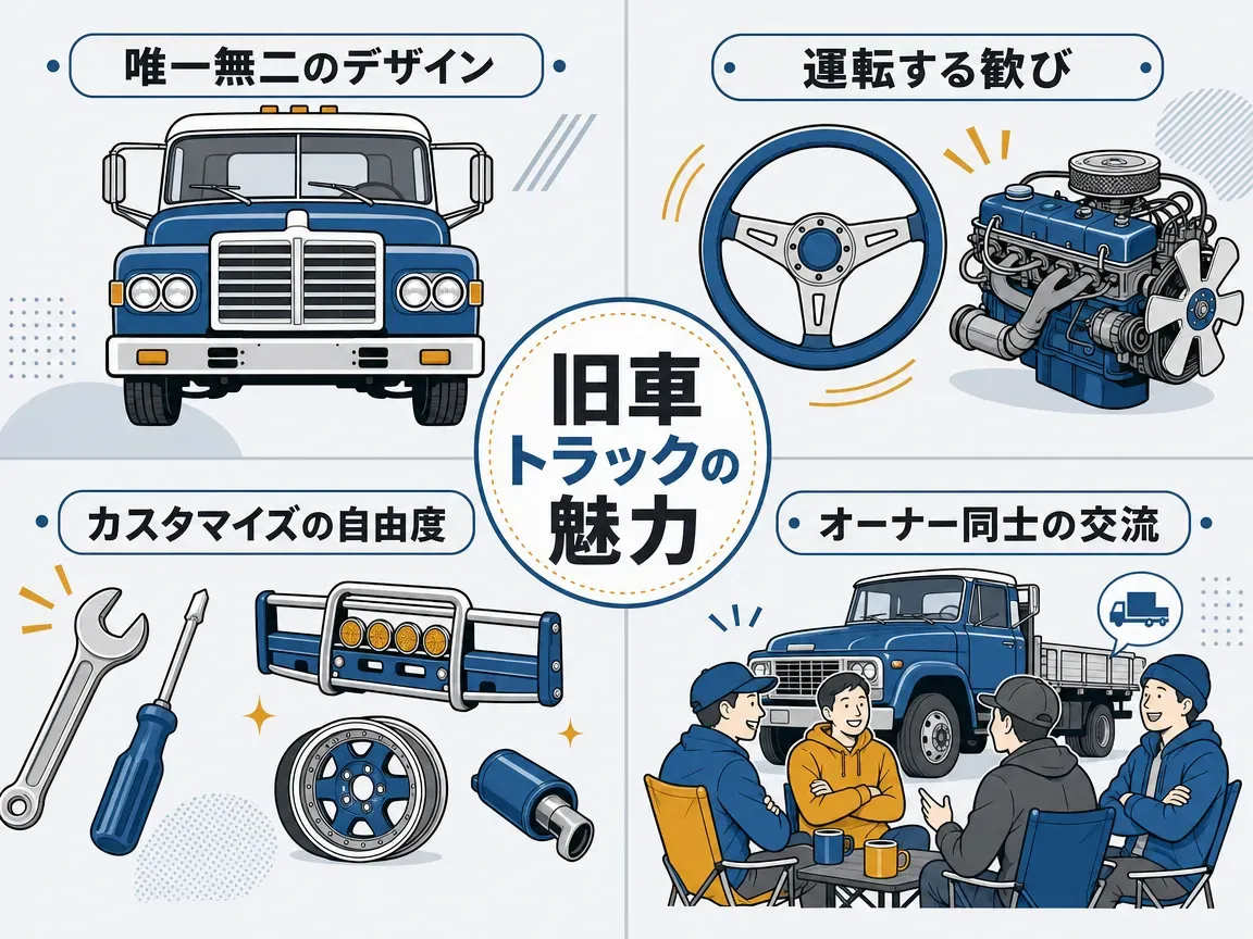 旧車トラックの年間維持費の内訳を示す横棒グラフ。税金・保険・車検費用・整備費の4項目で、整備費が最大の割合を占める